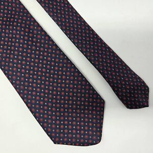 PAULINE TRIGERE VINTAGE SILK TIE BLUE BROWN RED POLKA DOT SMOOTH SATIN 3" X 55"